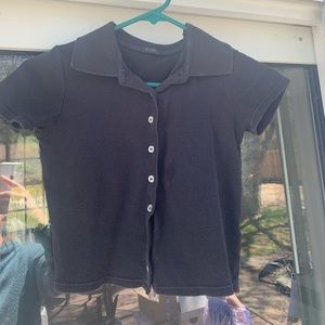 Black collared crop top